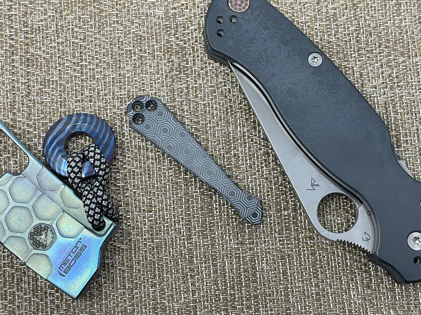 Black Zirconium HONEYCOMB Spidy CLIP for most Spyderco models