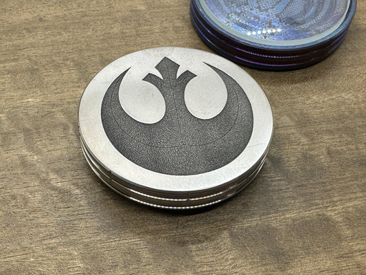 REBEL ALLIANCE Deep engraved Titanium Spinning Worry Coin