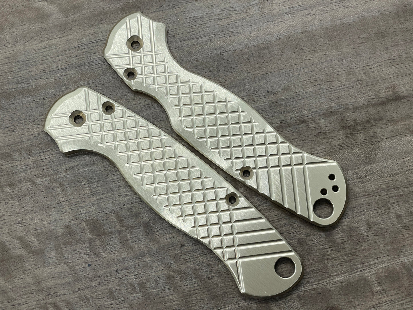 FRAG milled Brushed Brass Scales for Spyderco Paramilitary 2 PM2