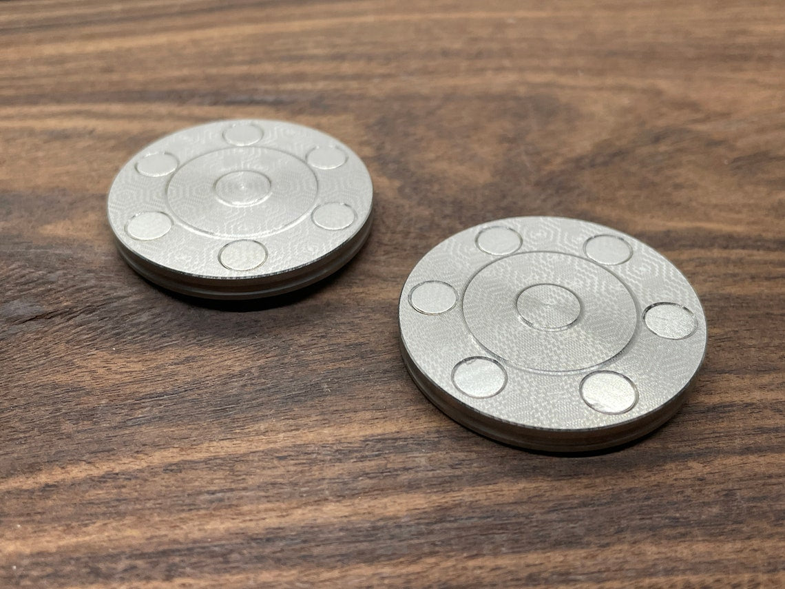 HONEYCOMB engraved Titanium HAPTIC Coins CLICKY Haptic Slider Fidget