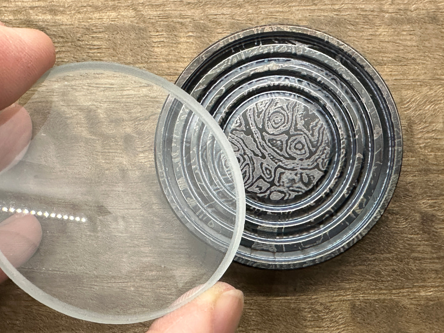 Black ALIEN engraved Titanium Spin base for Spinning Tops & Coins