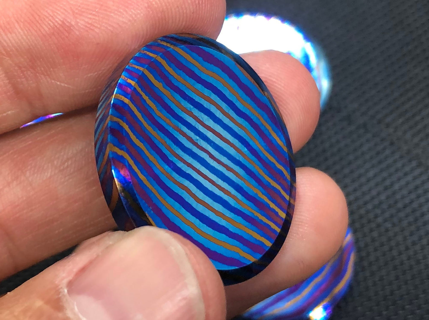 One 1.23" Timascus Worry Coin