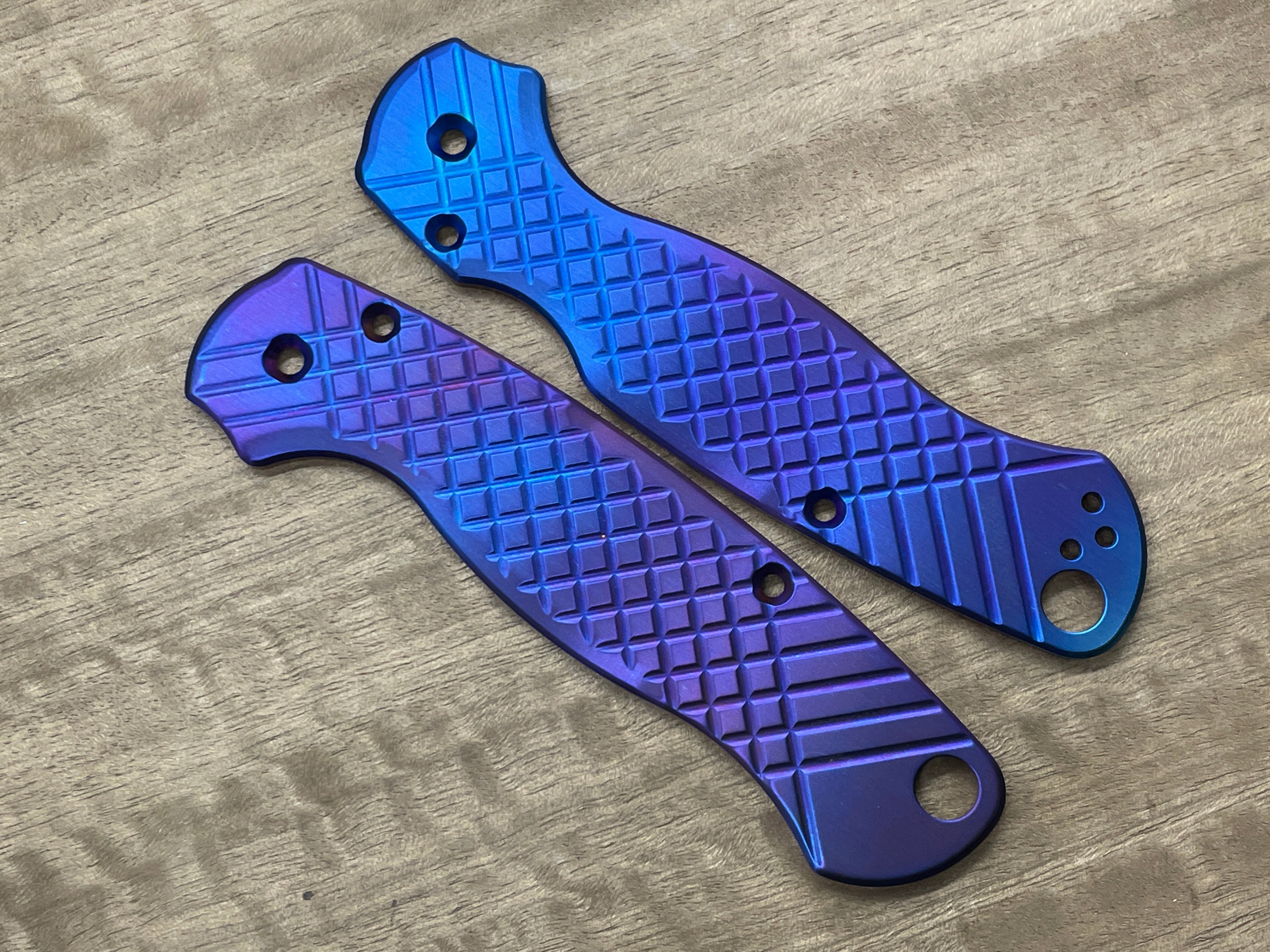 Flamed FRAG milled Titanium scales for Spyderco Paramilitary 2 PM2