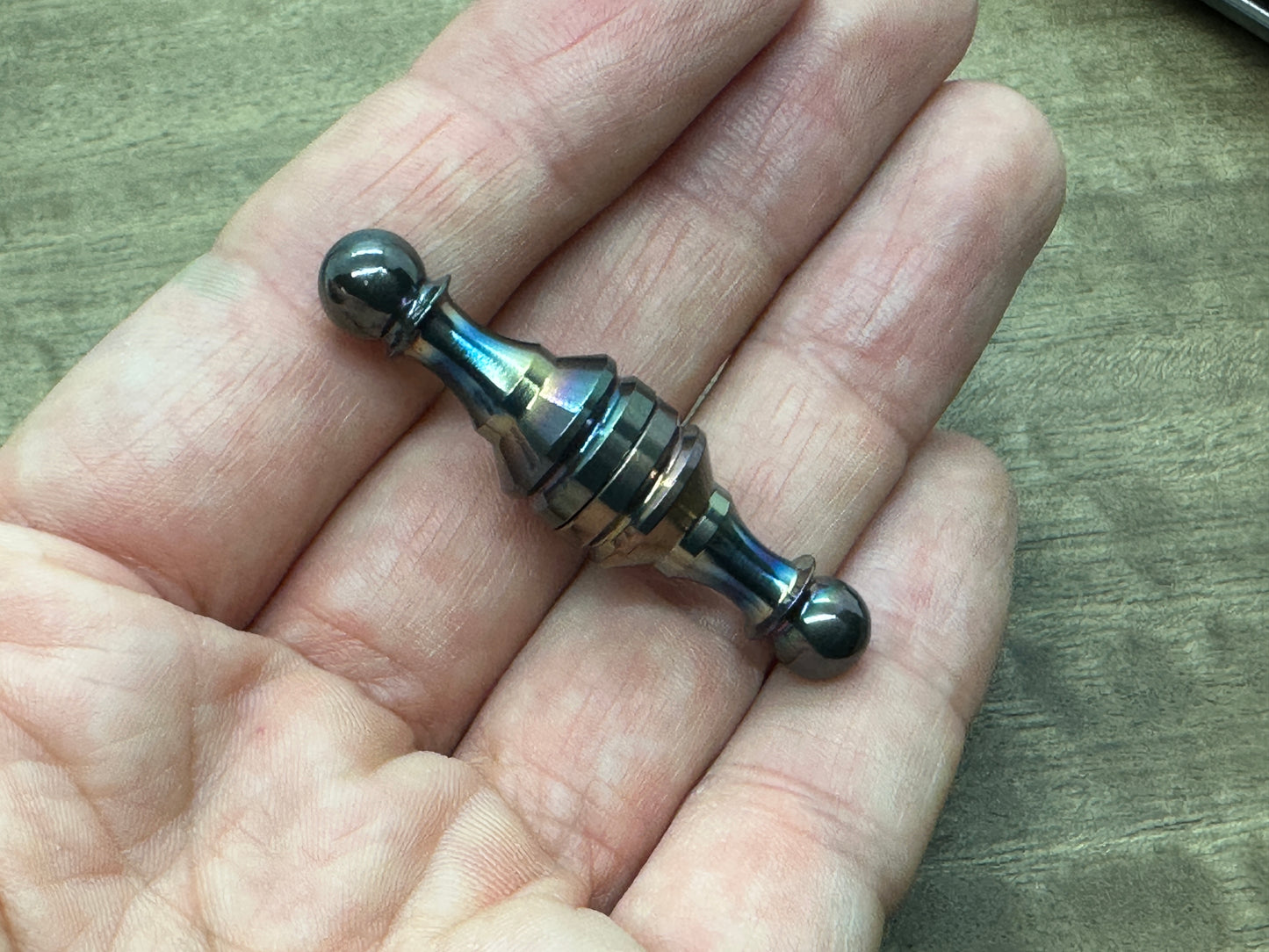 Oil-Slick Polished Zirconium Haptic-PAWN Slider Chess Pawn fidget