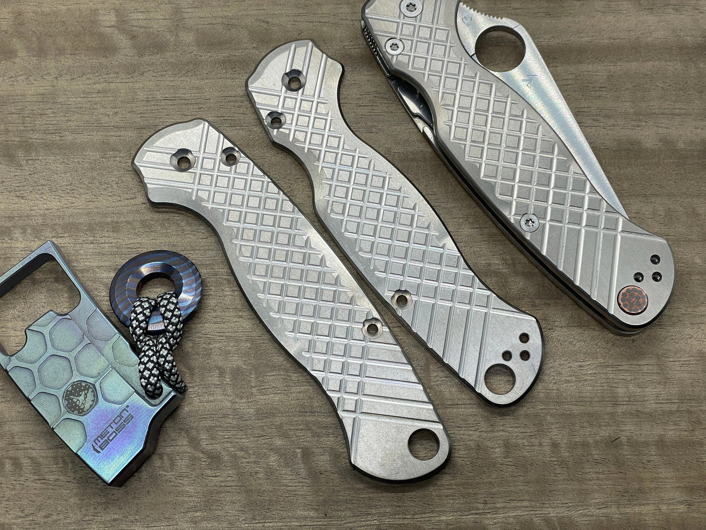 Stone Washed FRAG milled Titanium scales for Spyderco Paramilitary 2 PM2