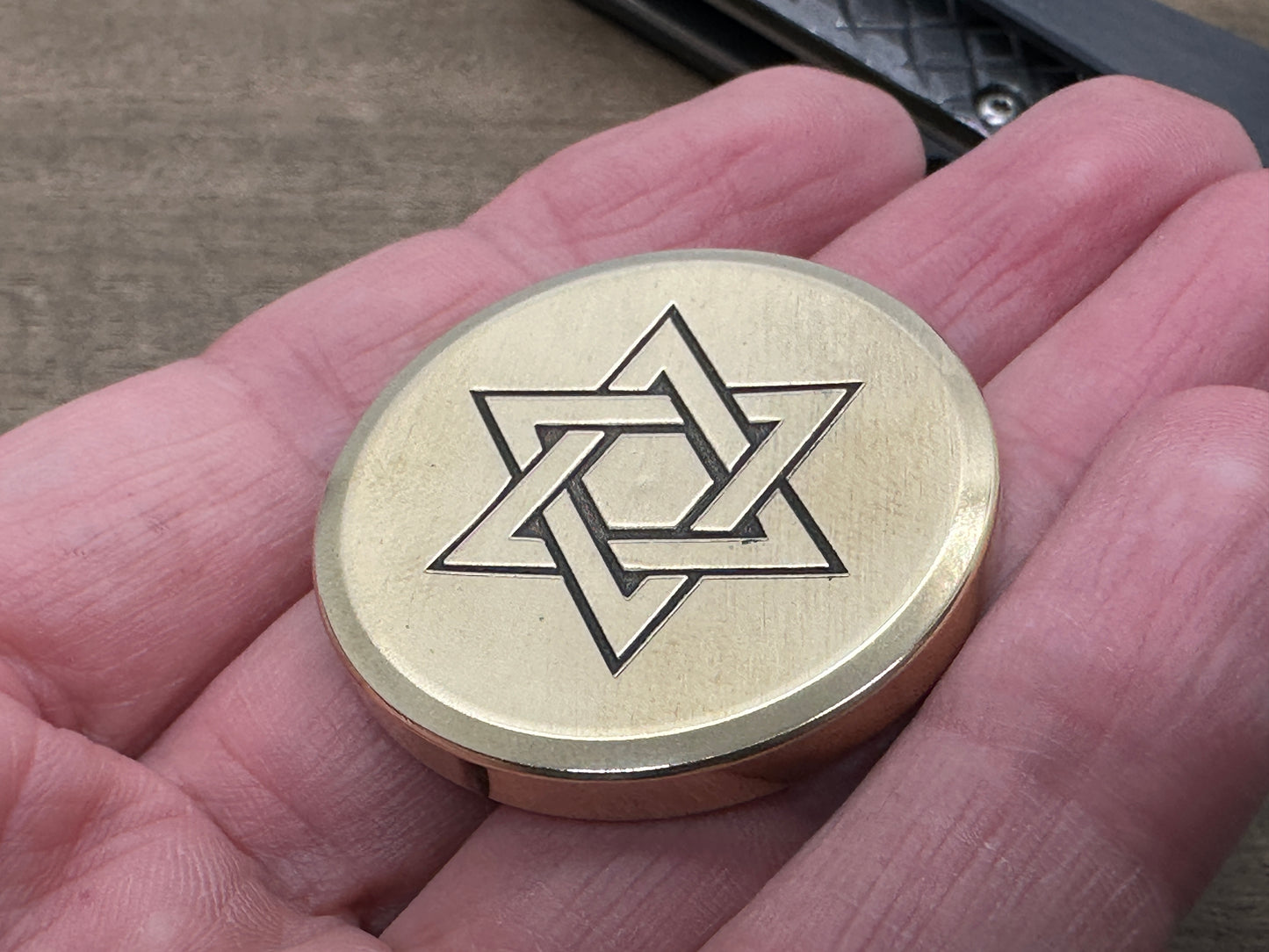 3 Sizes Stars of David engraved Brass Worry Coin