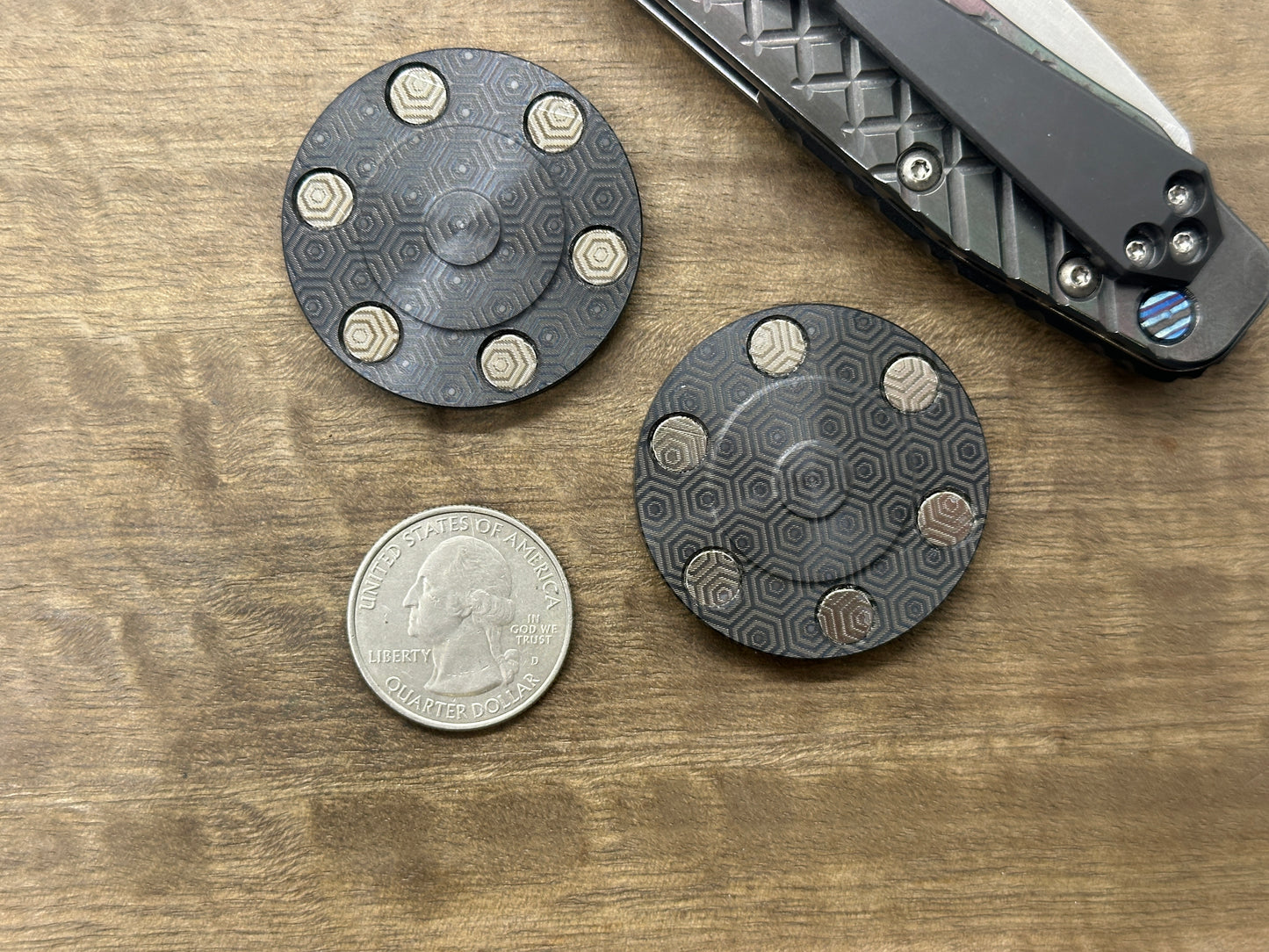 Smiley - Sad engraved Black Zirconium CLICKY HAPTIC Coins Fidget