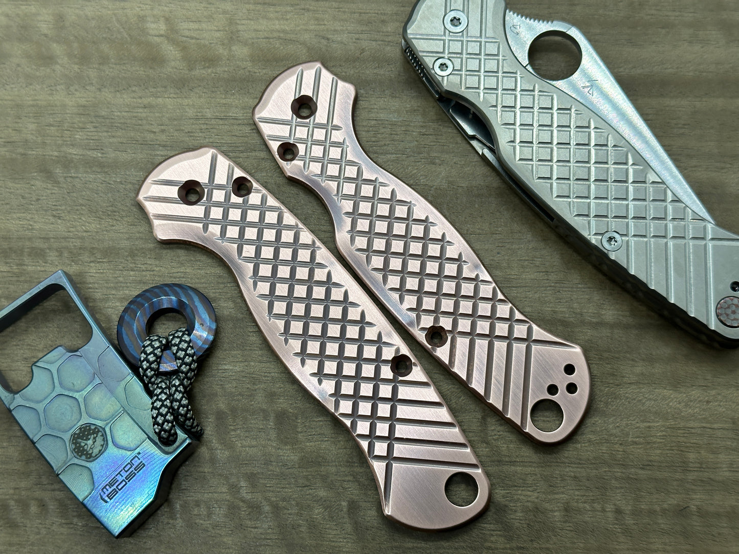 FRAG milled 2-Tone Dark & Brushed Copper Scales for Spyderco Paramilitary 2 PM2