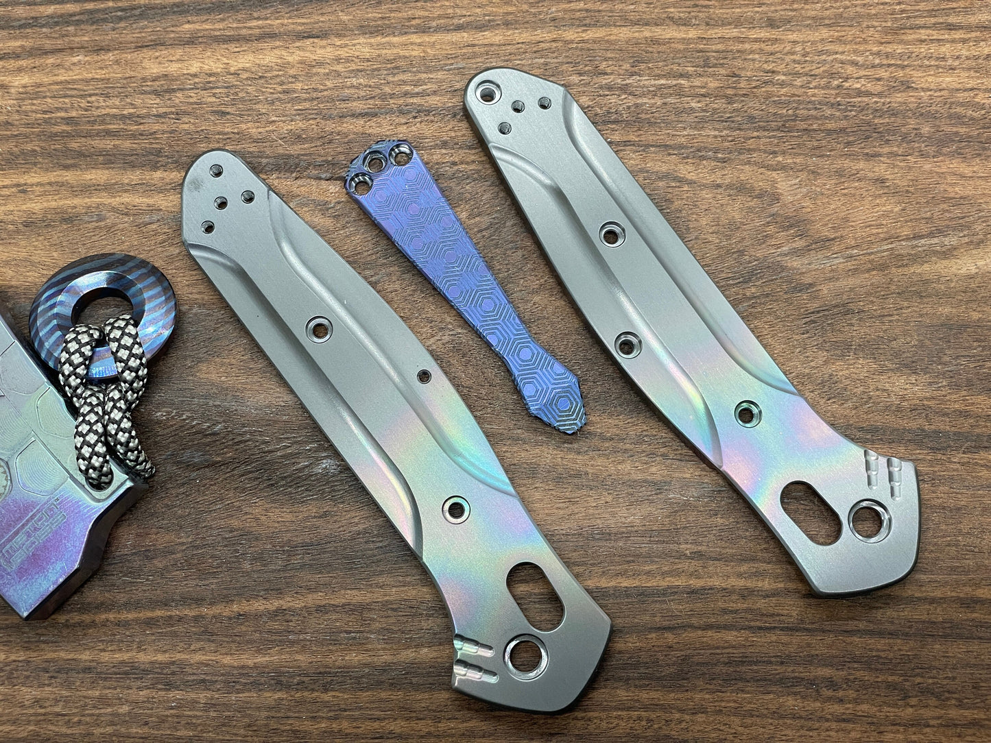 Blue ano HONEYCOMB engraved Dmd Titanium CLIP for most Benchmade models