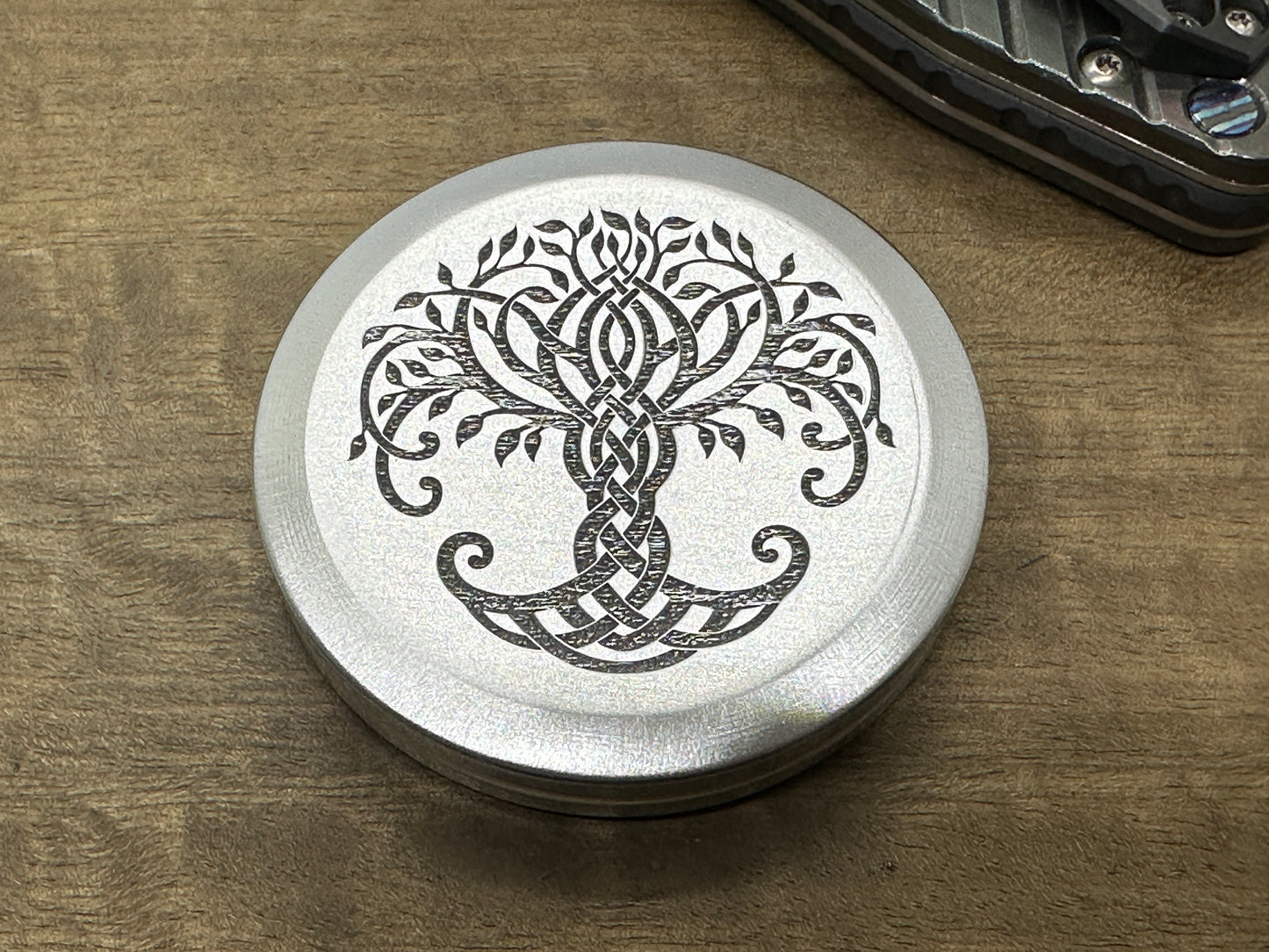 4 sizes TREE of LIFE / Celtic Cross Aerospace grade Aluminum Worry Coin