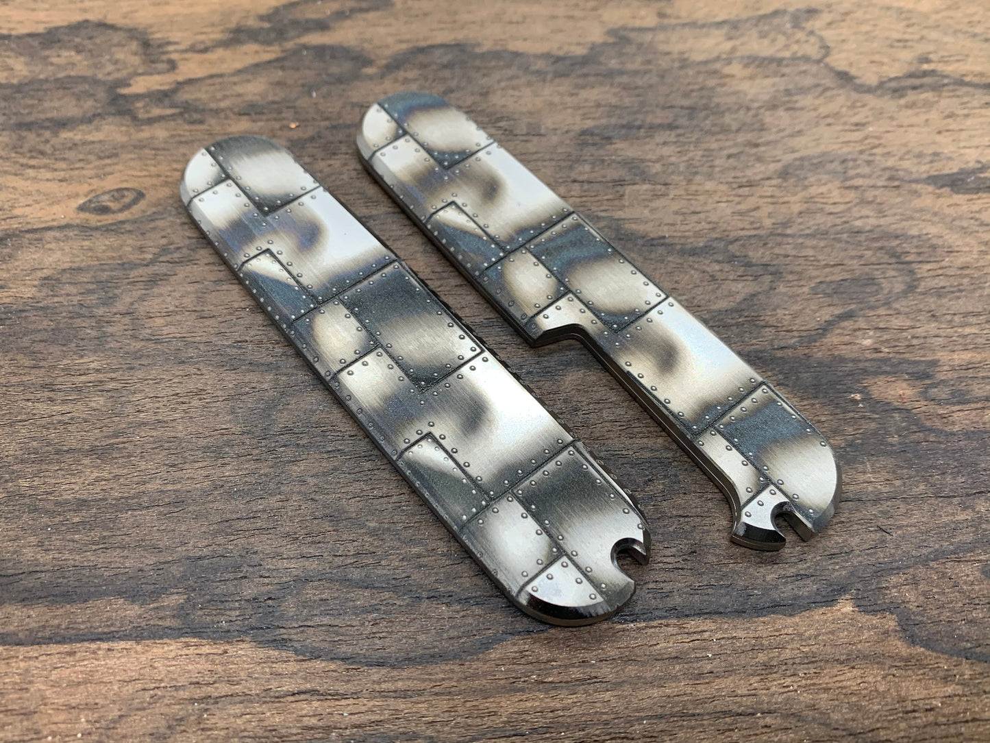 RIVETED AIRPLANE 91mm Titanium Scales for Swiss Army SAK