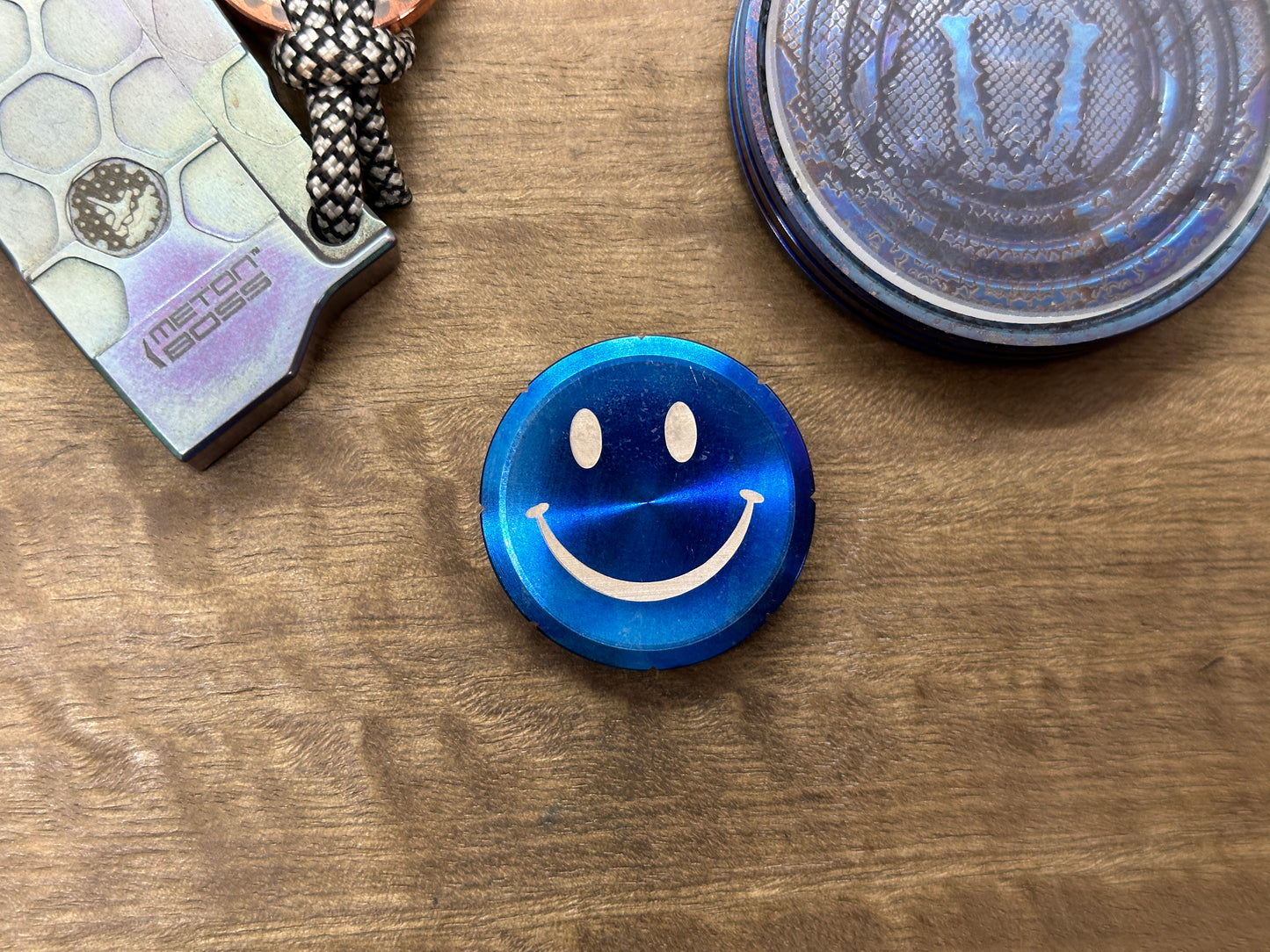 Smiley - Sad (Yes No Decision maker) Flamed Titanium Spinning Worry Coin