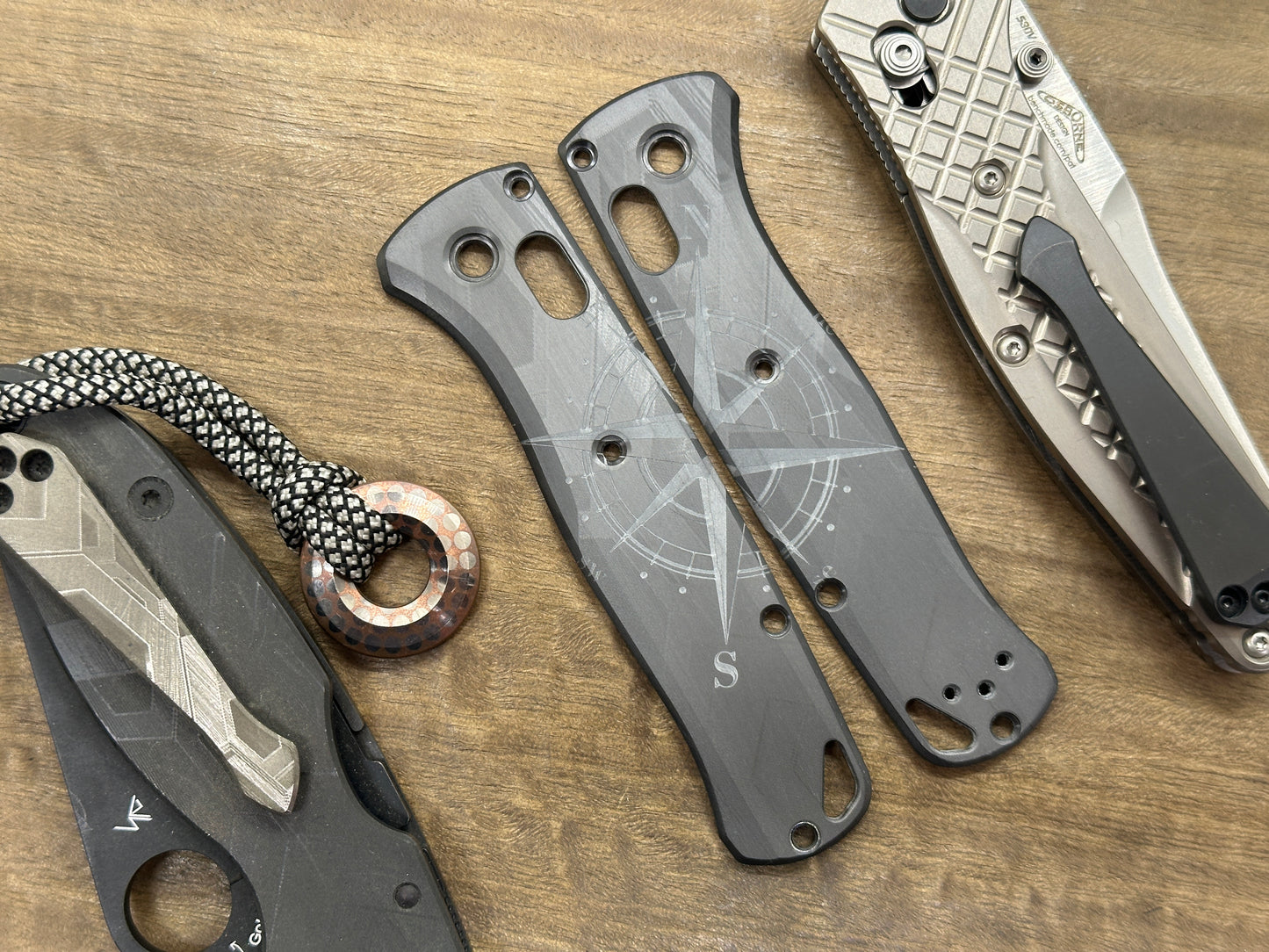 COMPASS engraved Black Zirconium Scales for Benchmade Bugout 535