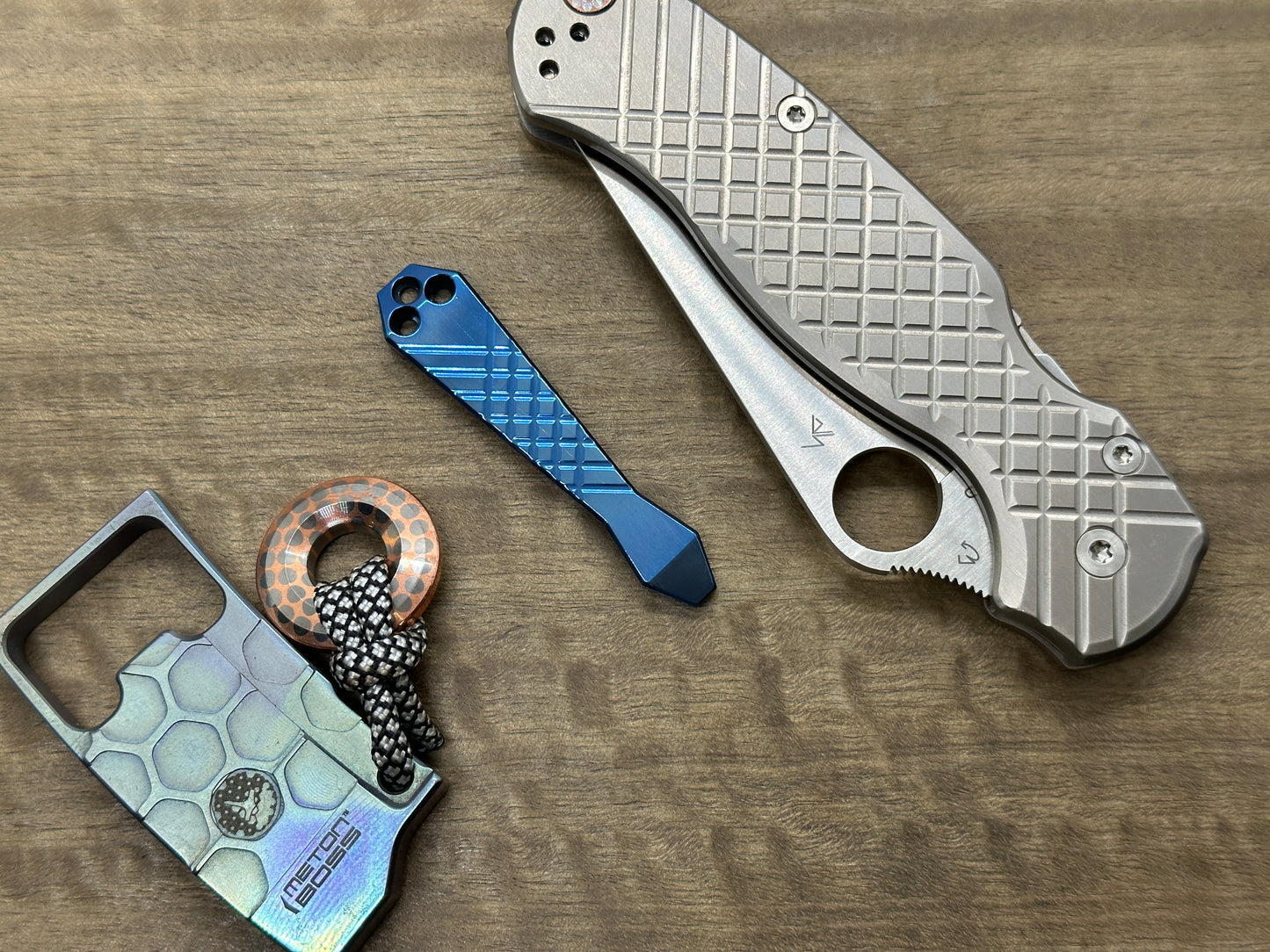 Polished Blue Ano FRAG Cnc milled Titanium CLIP for most Spyderco models