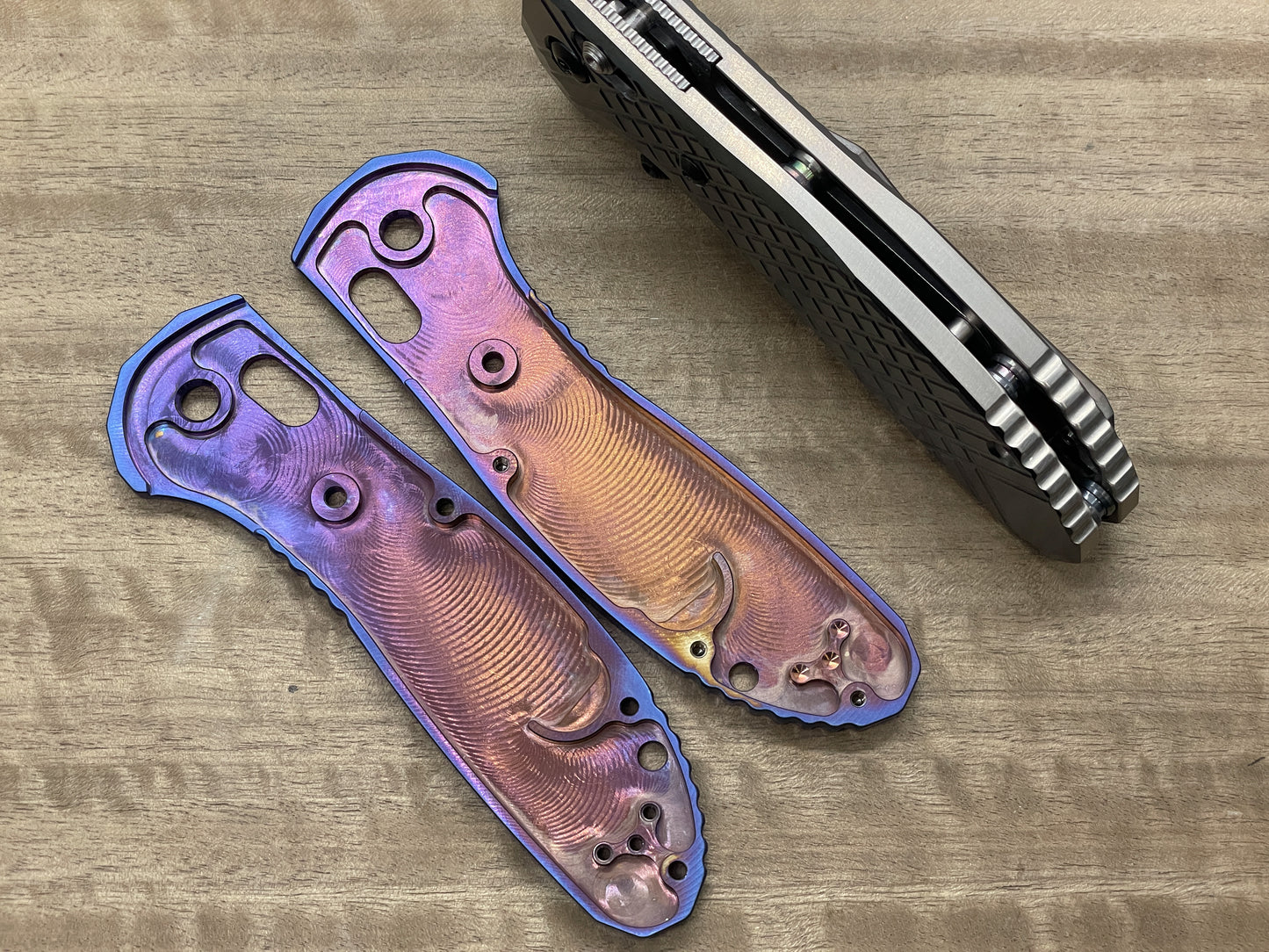 FRAG milled BLUE Ano Titanium Scales for Benchmade GRIPTILIAN 551 & 550