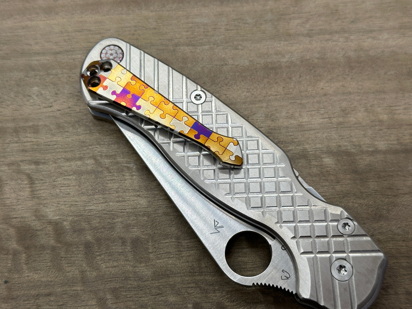 JIGSAW Puzzles Heat ano engraved Spidy Titanium CLIP for most Spyderco models