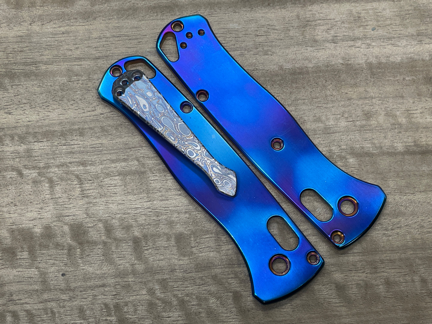 RAINDROP Timascus pattern Heat ano engraved SPIDY Titanium CLIP for Benchmade