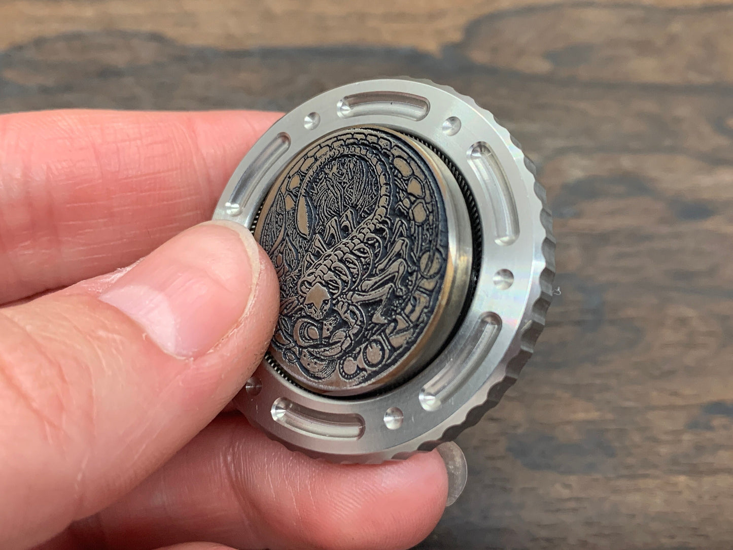 Deep engraved SCORPIO Zodiac Titanium Coin for Billetspin Gambit