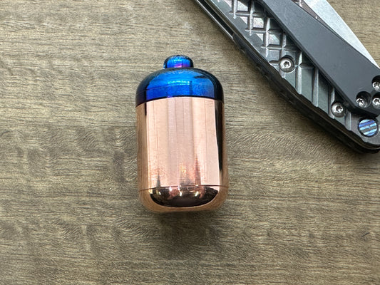 Keychain Copper Titanium Flamed Pill Box Pocket Pill Case Stash box Meton-Vault