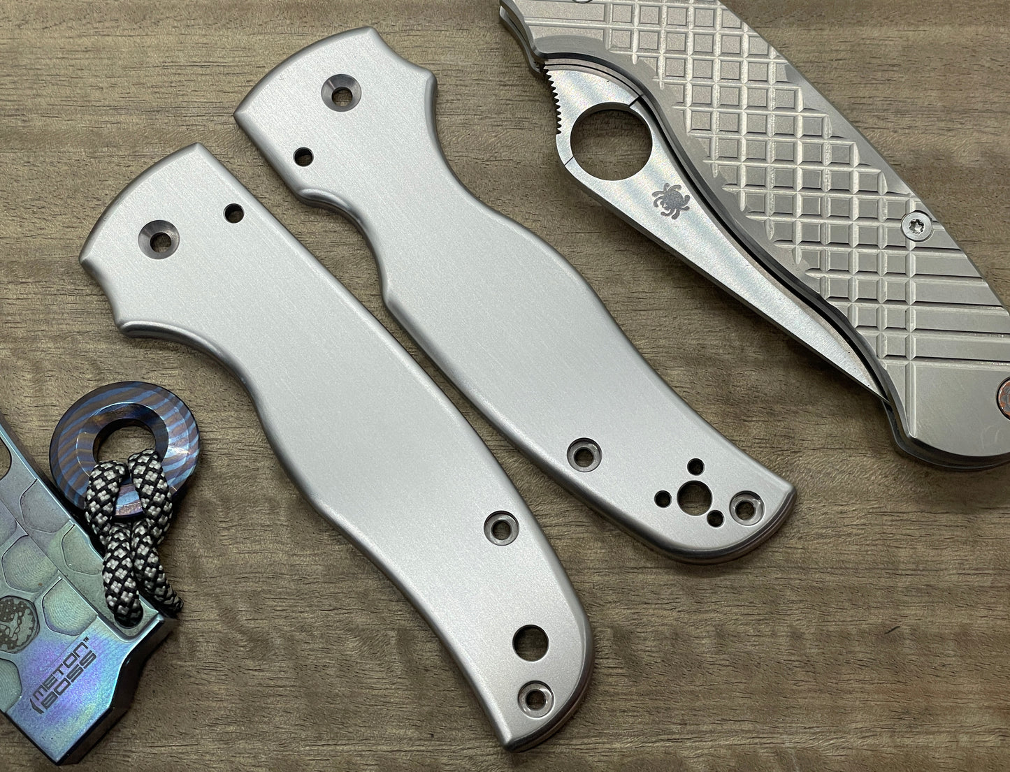 Brushed Titanium Scales for SHAMAN Spyderco