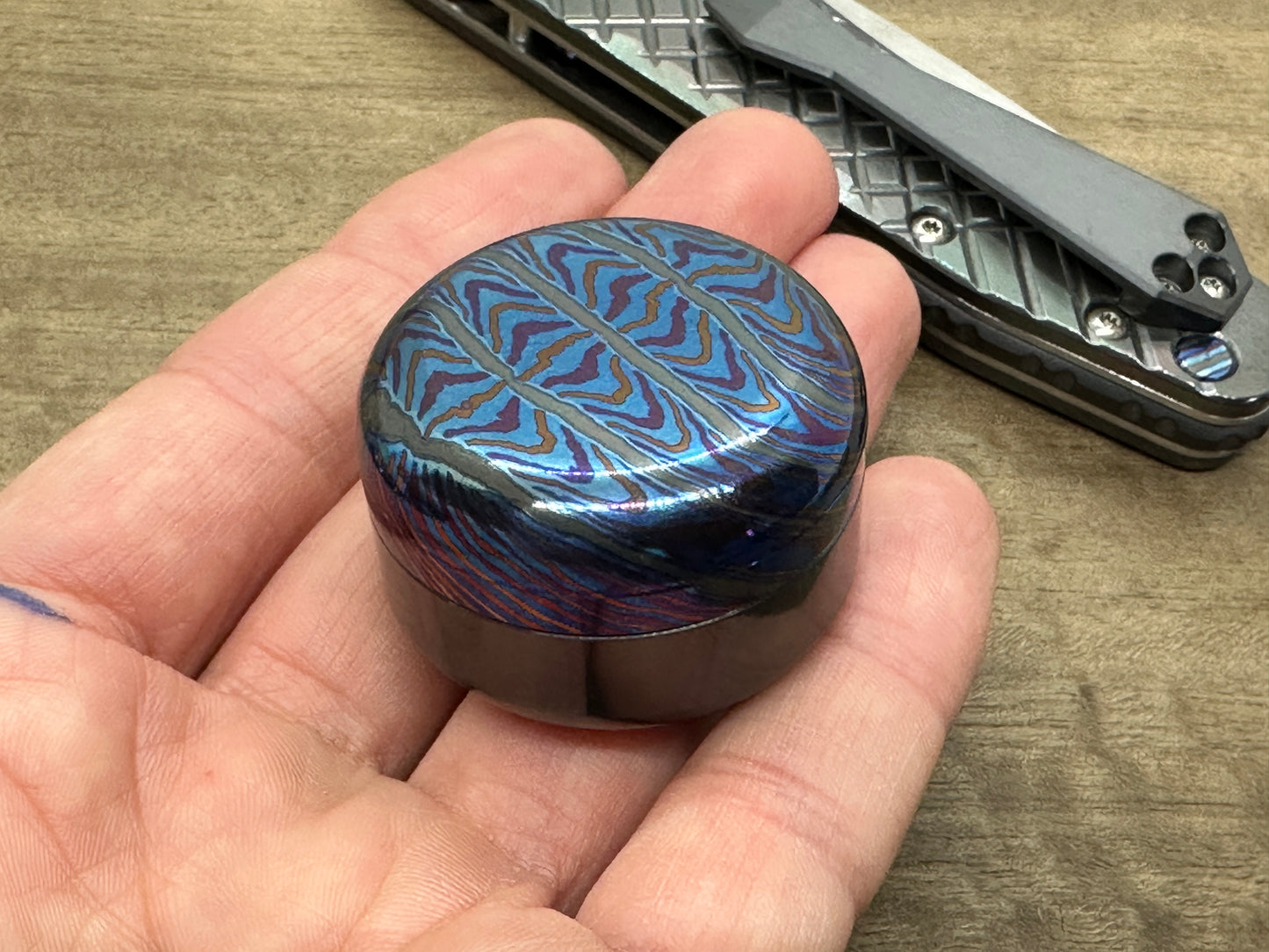 MEGA ZircuTi Black Timascus - Black Zirconium Meton-Vault Pill Box Candy Box