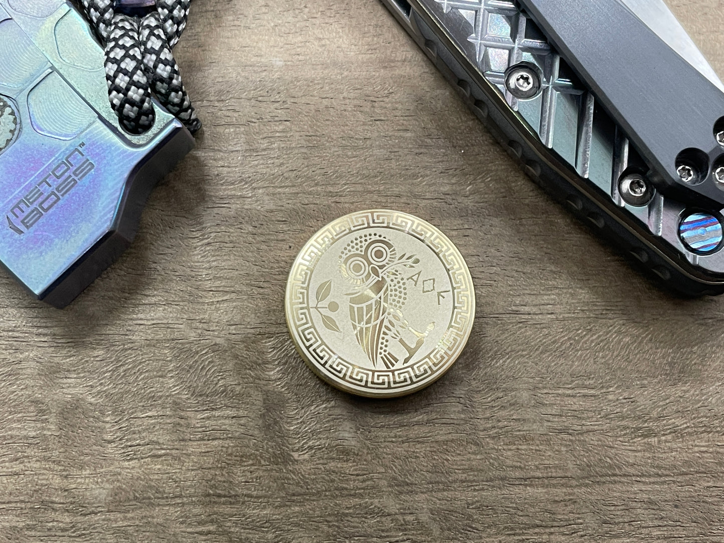 3 Sizes The OWL Brass Worry Coin