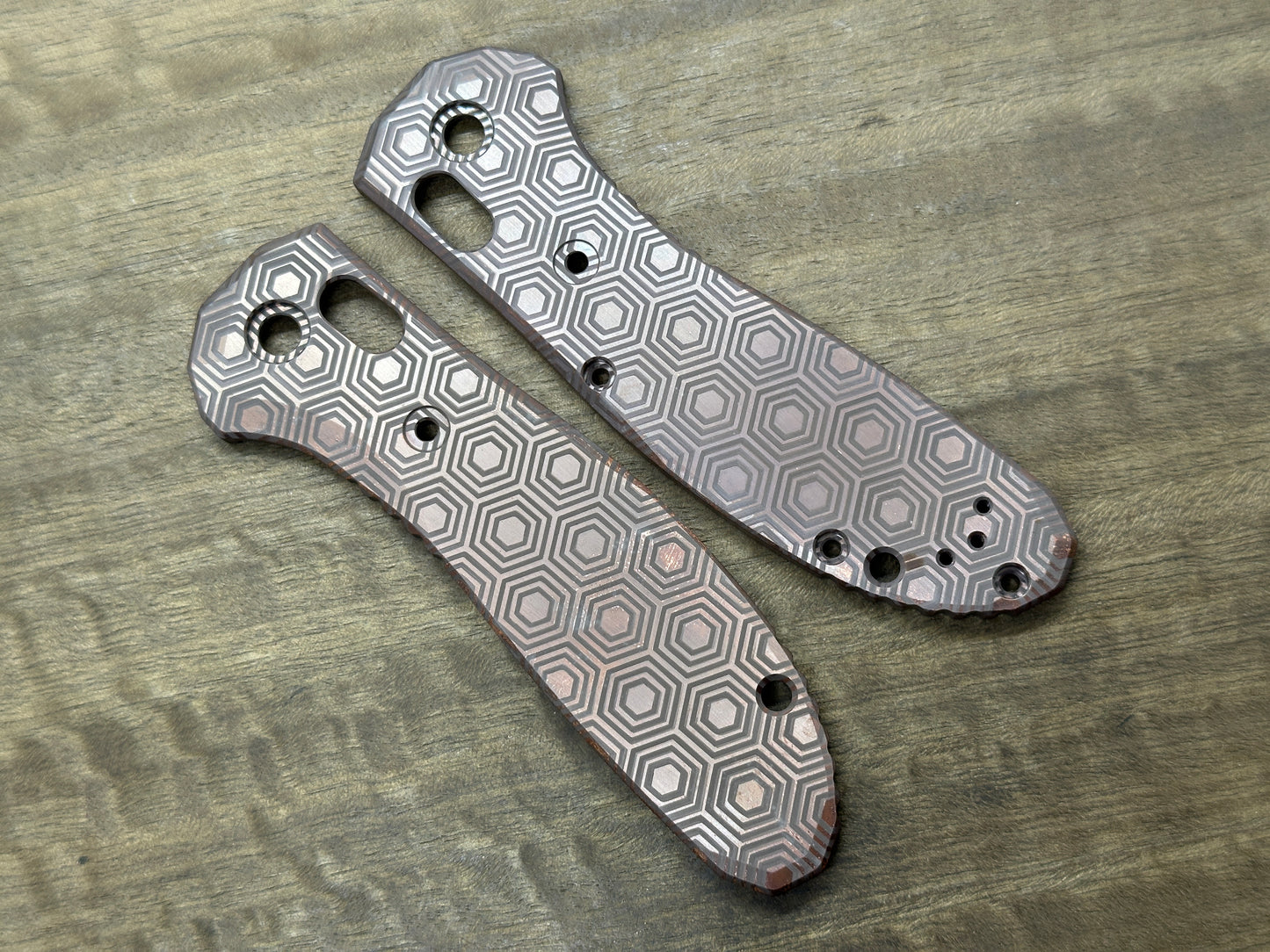 HONEYCOMB Dark engraved COPPER Scales for Benchmade GRIPTILIAN 551 & 550