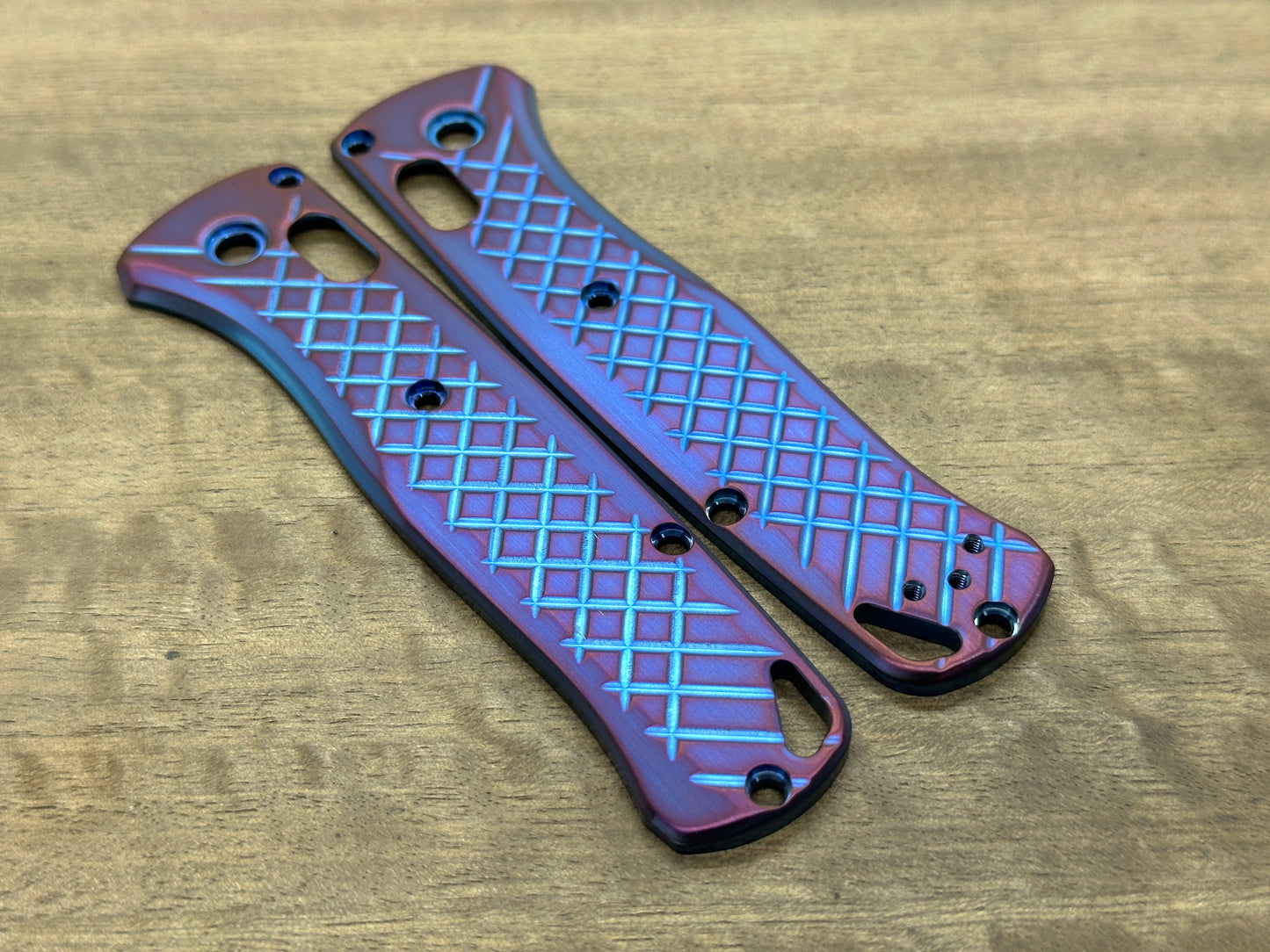 2 Tone (Blue-Purple) FRAG Cnc milled Titanium Scales for Benchmade Bugout 535