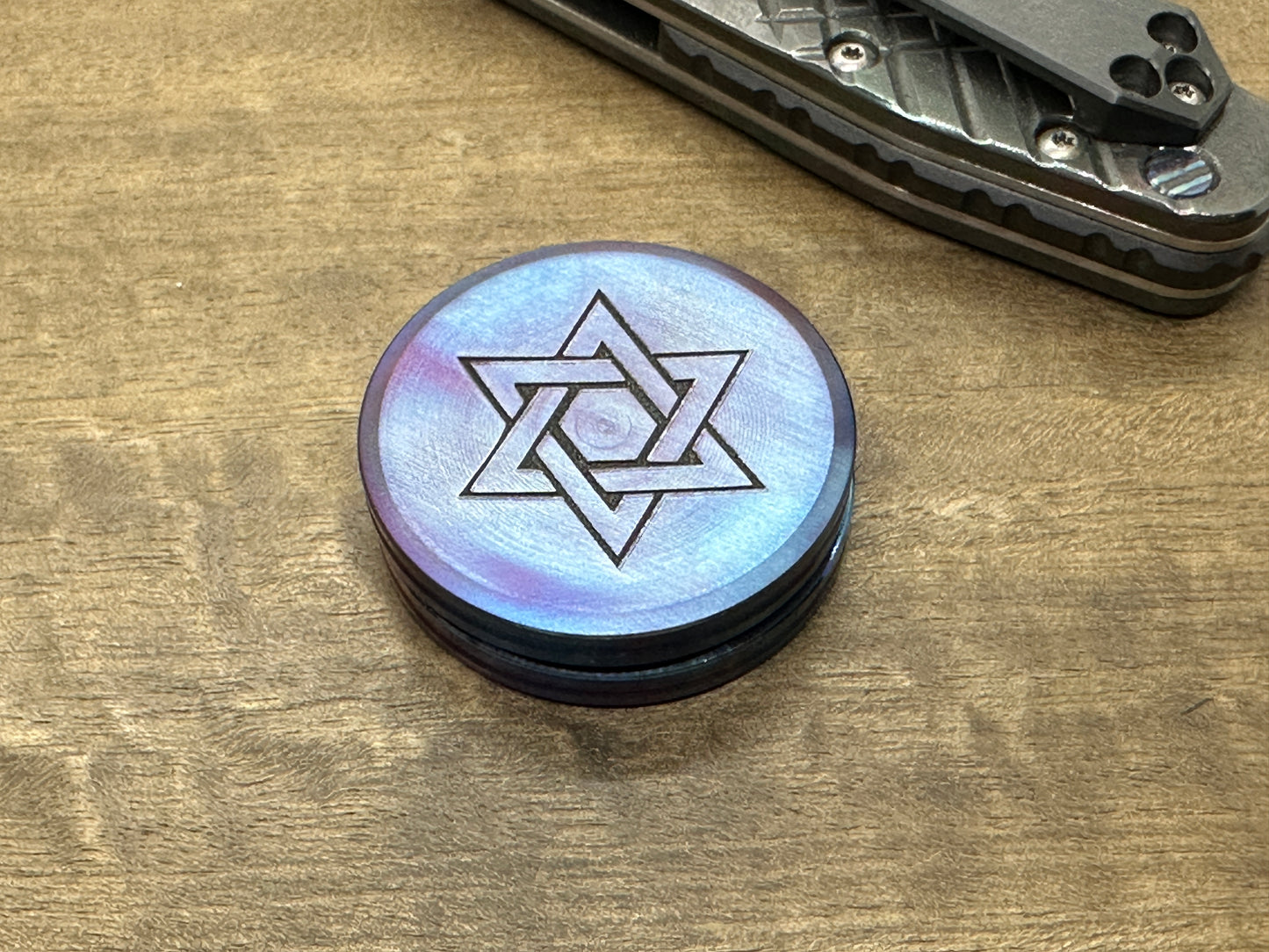 Stars of David Flamed Stainless Steel HAPTIC Coins CLICKY