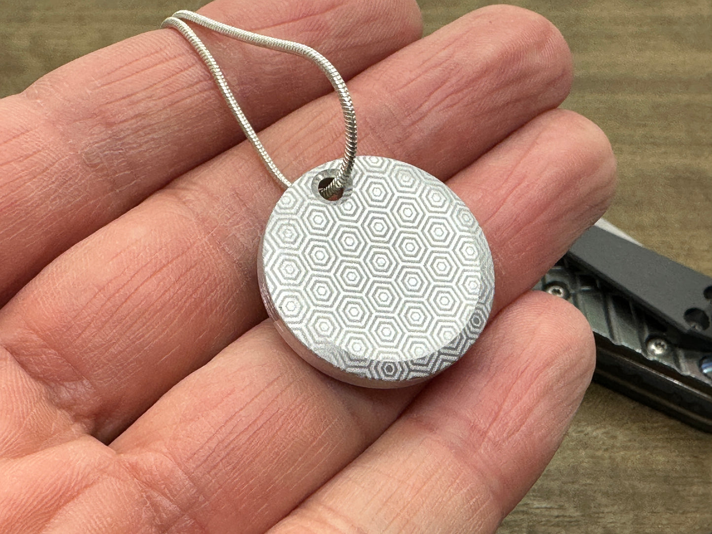 HONEYCOMB engraved Aerospace Aluminum PENDANT Keychain