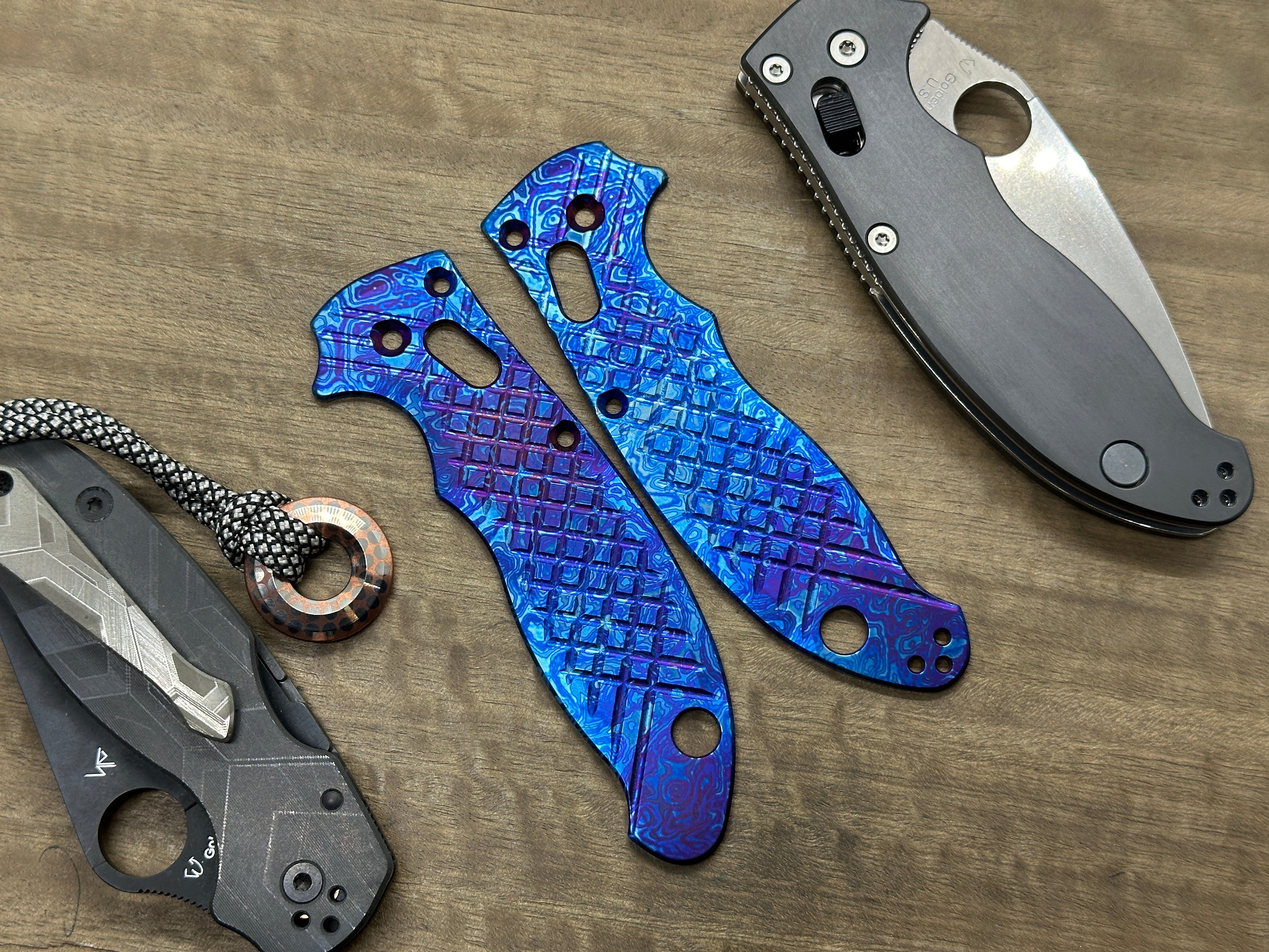 ALIEN Flamed FRAG Cnc milled Titanium scales for Spyderco MANIX 2