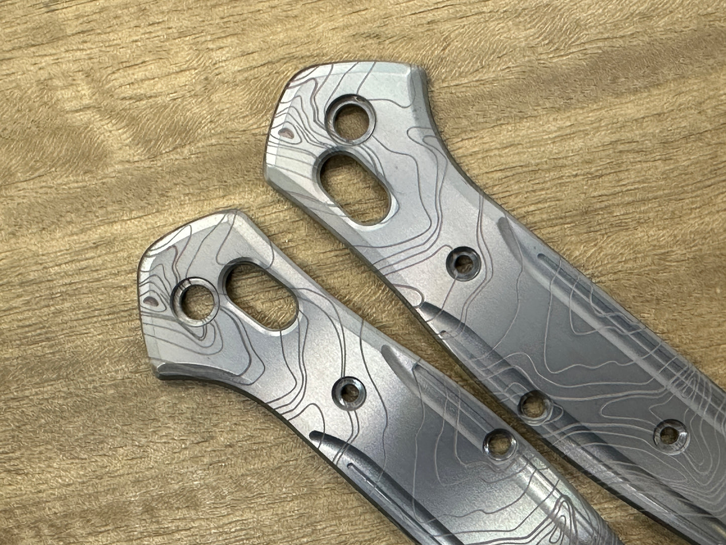 TOPO engraved Dark FLAMED Titanium Scales for Benchmade 940 Osborne