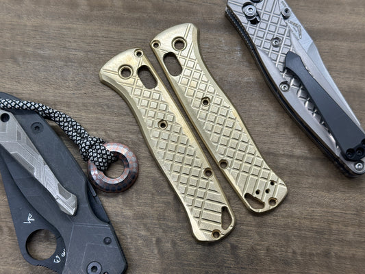 Deep Brushed FRAG Cnc milled Brass Scales for Benchmade Bugout 535