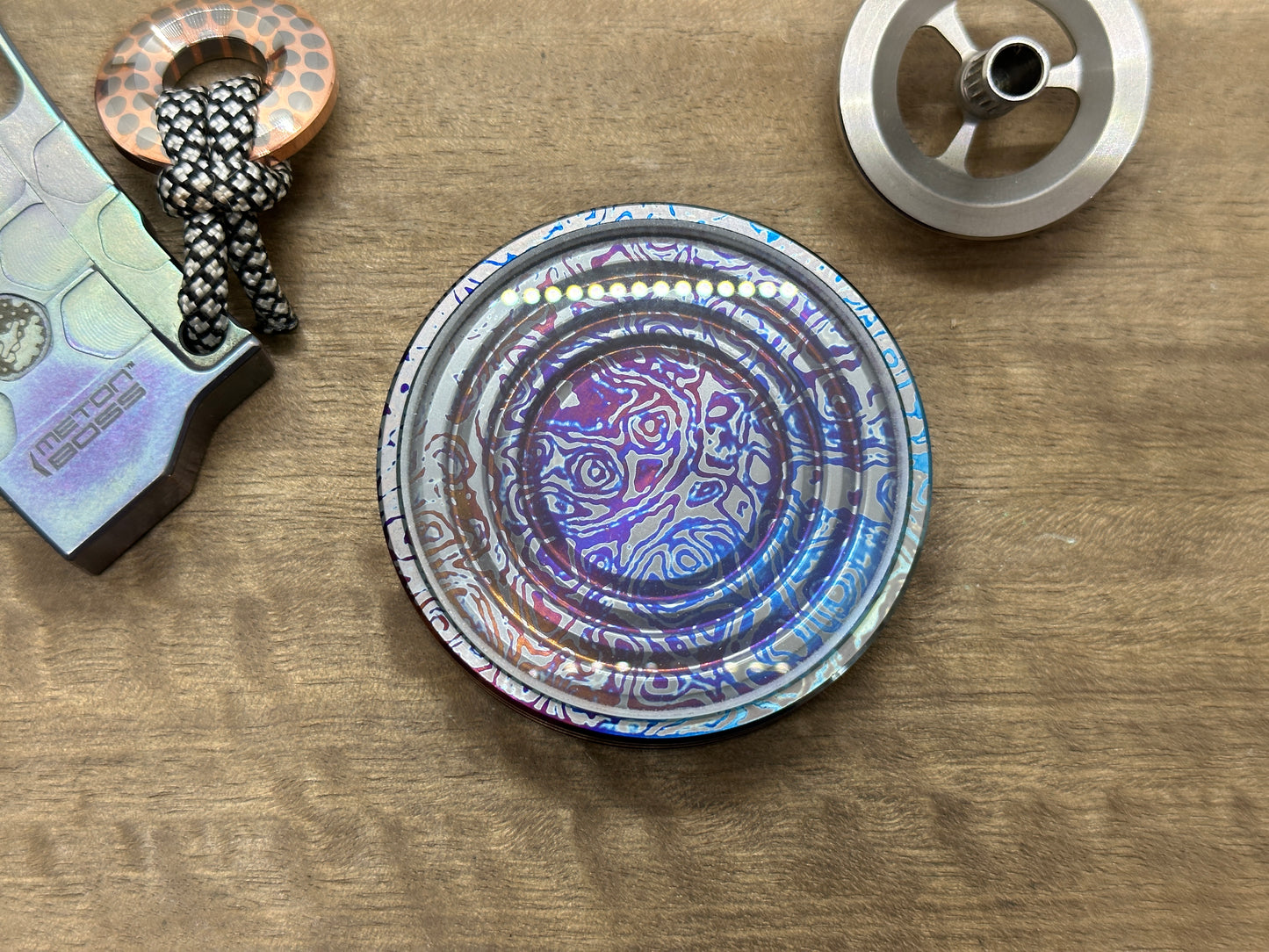 Flamed ALIEN Titanium Spin base for Spinning Tops & Coins