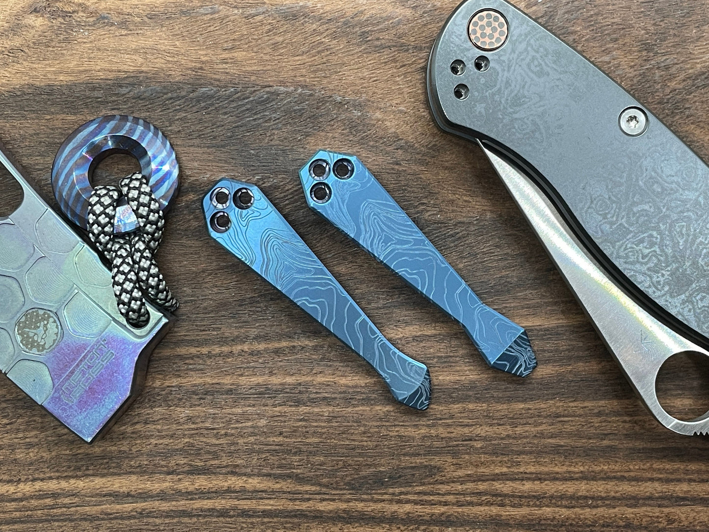 TOPO Blue ano Dmd Titanium CLIP for most Spyderco models