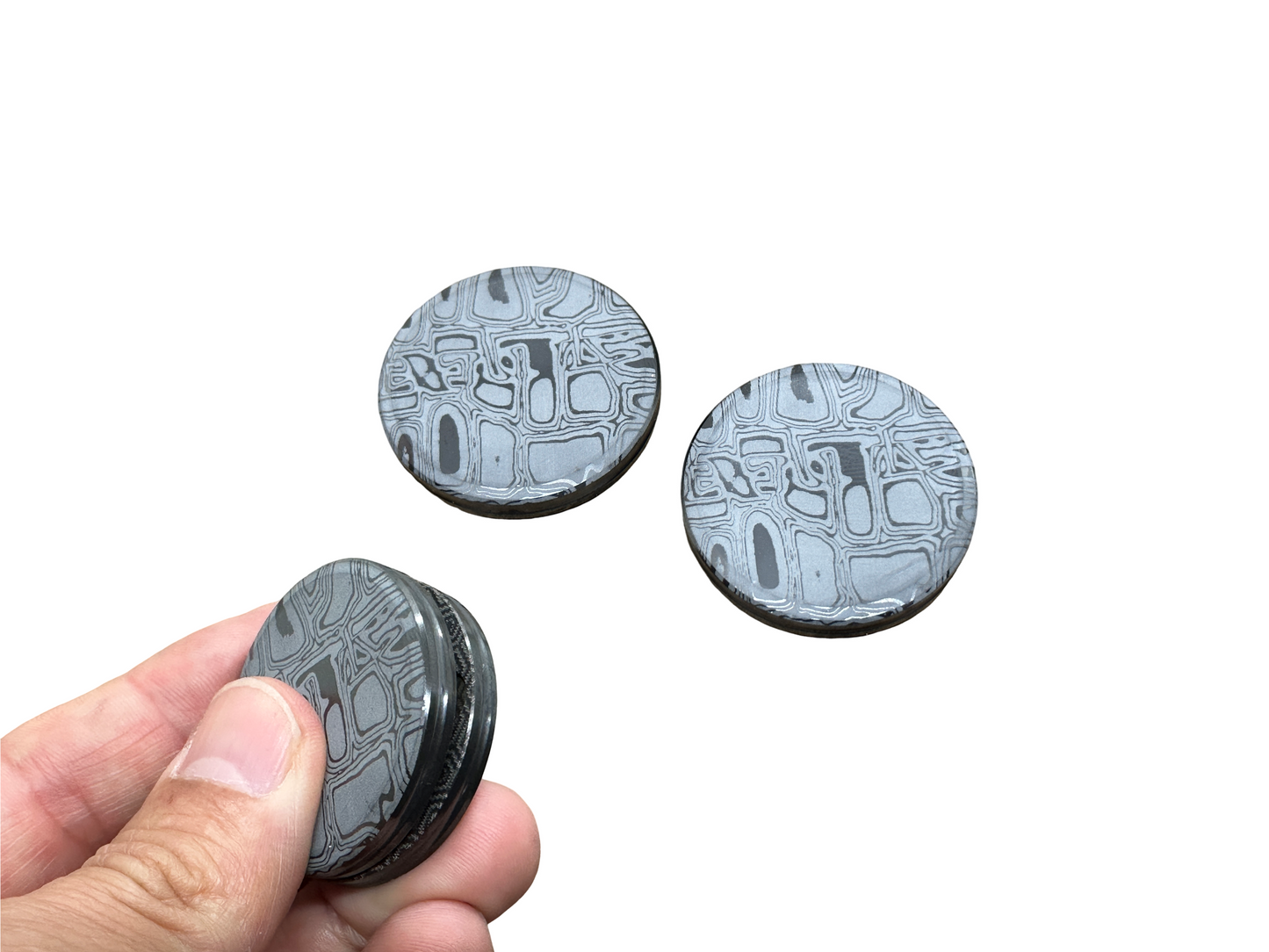MOKUME engraved Black Zirconium CLICKY HAPTIC Coins Fidget