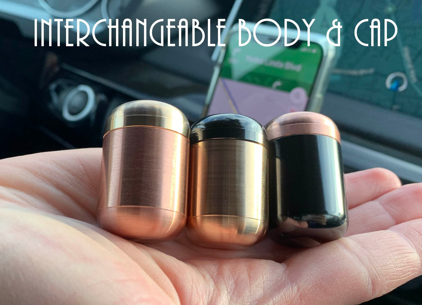 Black Zirconium & Tellurium Copper Pill Box Stash box Pocket Pill Case