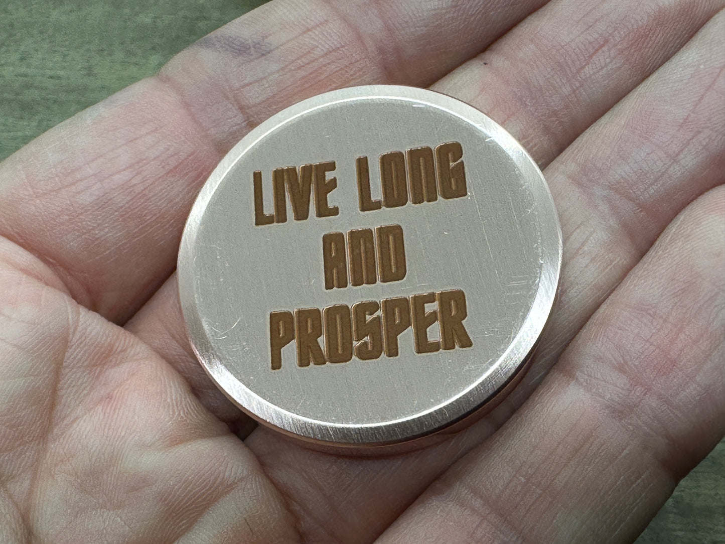 3 Sizes LIVE LONG and PROSPER engraved Copper Worry Coin