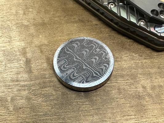 4 sizes Black RIPPLE engraved Titanium Worry Coin