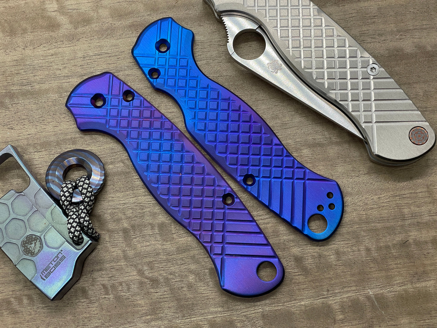 Flamed FRAG milled Titanium scales for Spyderco Paramilitary 2 PM2