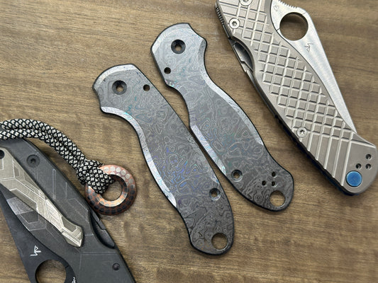 ALIEN Oil Slick engraved black Zirconium Scales for Spyderco Para 3