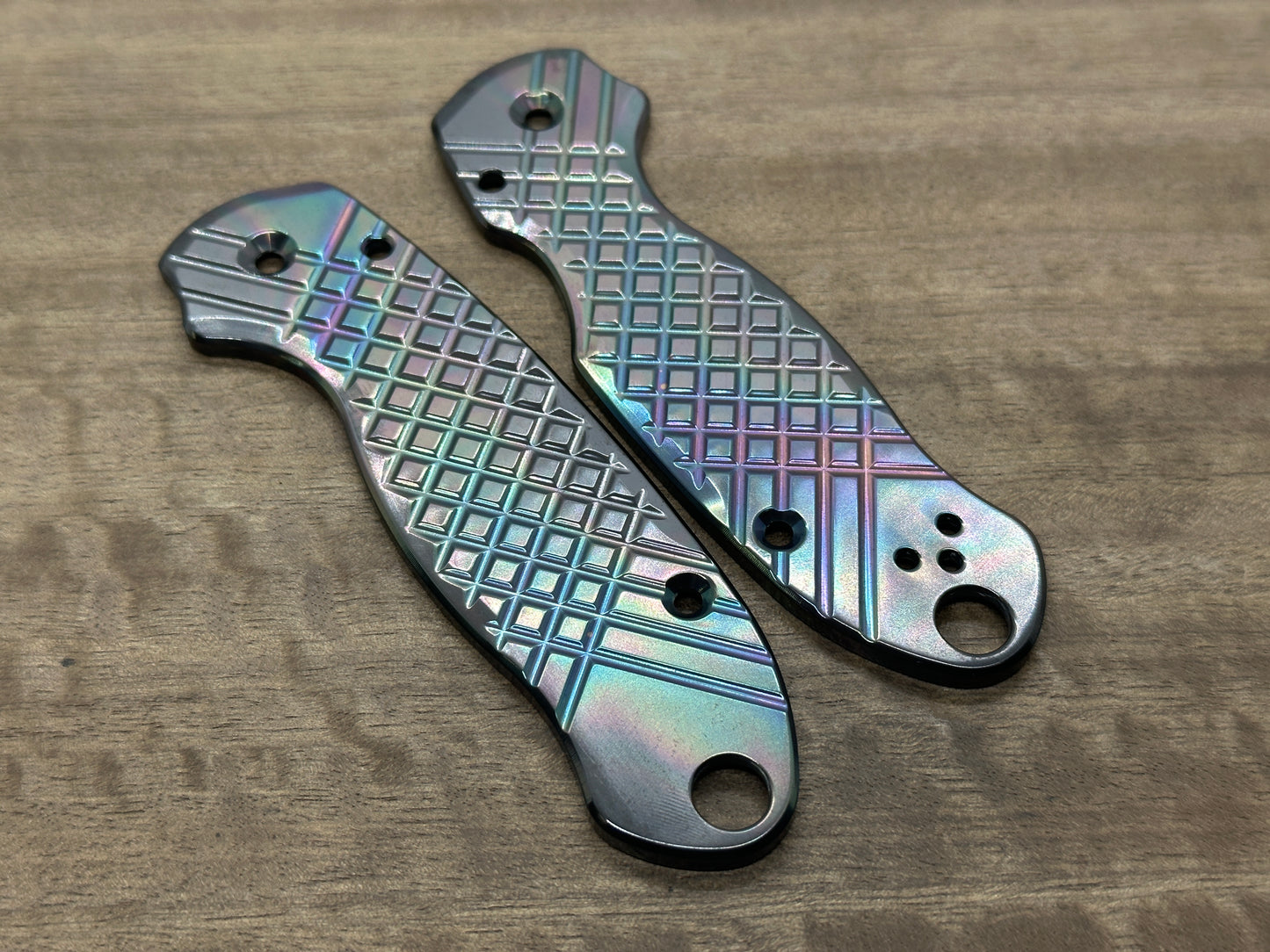 OIL Slick FRAG milled Zirconium scales for Spyderco Para 3