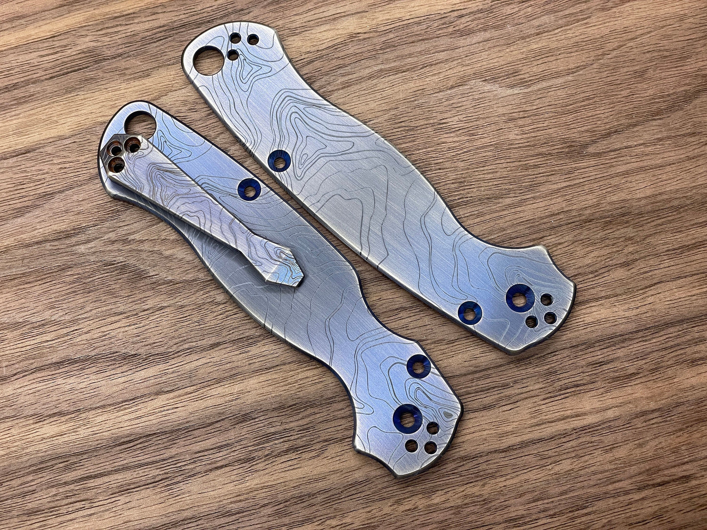 TOPO Blue Ano Brushed Dmd Titanium CLIP for most Spyderco models