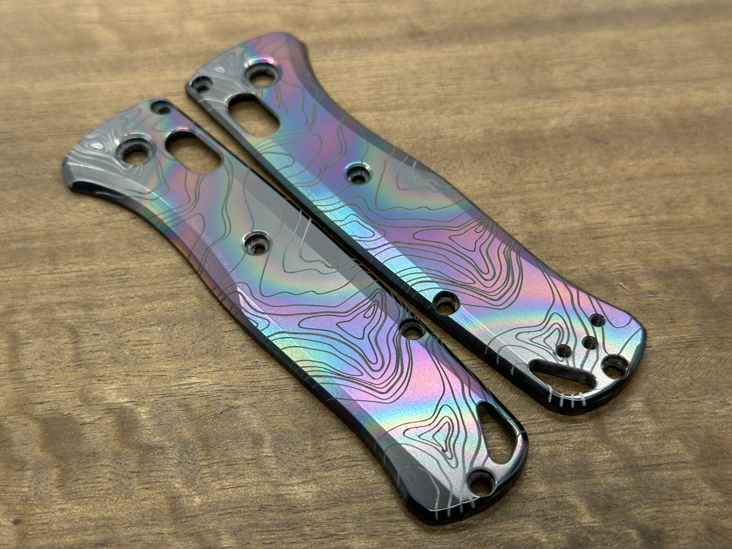 Oil Slick TOPO engraved Zirconium Scales for Benchmade Bugout 535