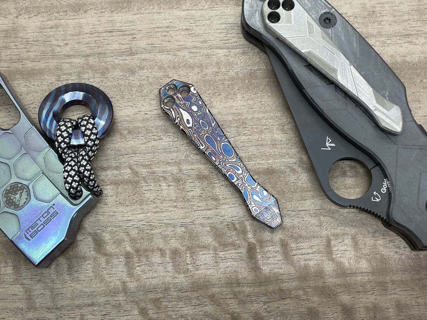 RAINDROP pattern Heat ano engraved Titanium Dmd CLIP for most Spyderco models