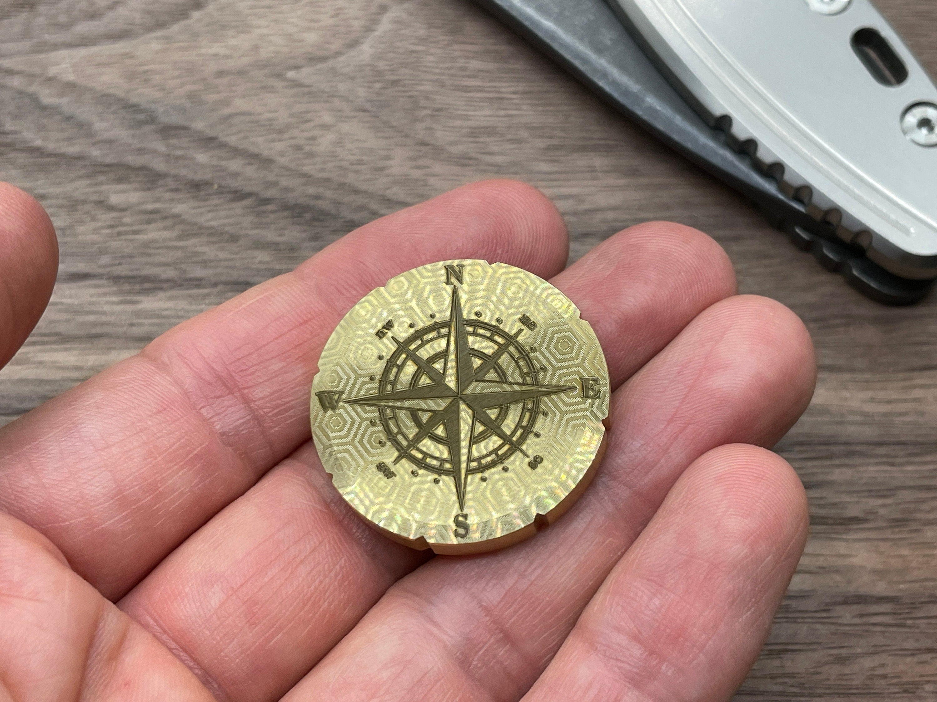 COMPASS engraved Brass Spinning Worry Coin Spinning Top Metonboss