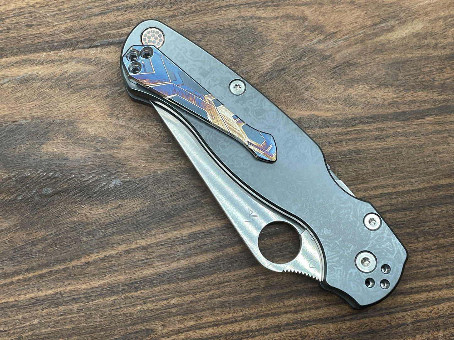 FALCON Spidy heat ano engraved Titanium CLIP for most Spyderco models