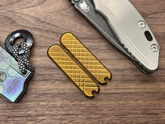 Deep brushed Bronze ano FRAG milled 58mm Titanium Scales for Swiss Army SAK