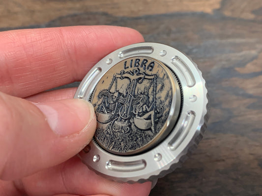 Deep engraved LIBRA Zodiac Titanium Coin for Billetspin Gambit