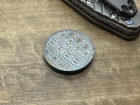 4 sizes Flamed RIPPLE engraved Greek Ascoloy Worry Coin